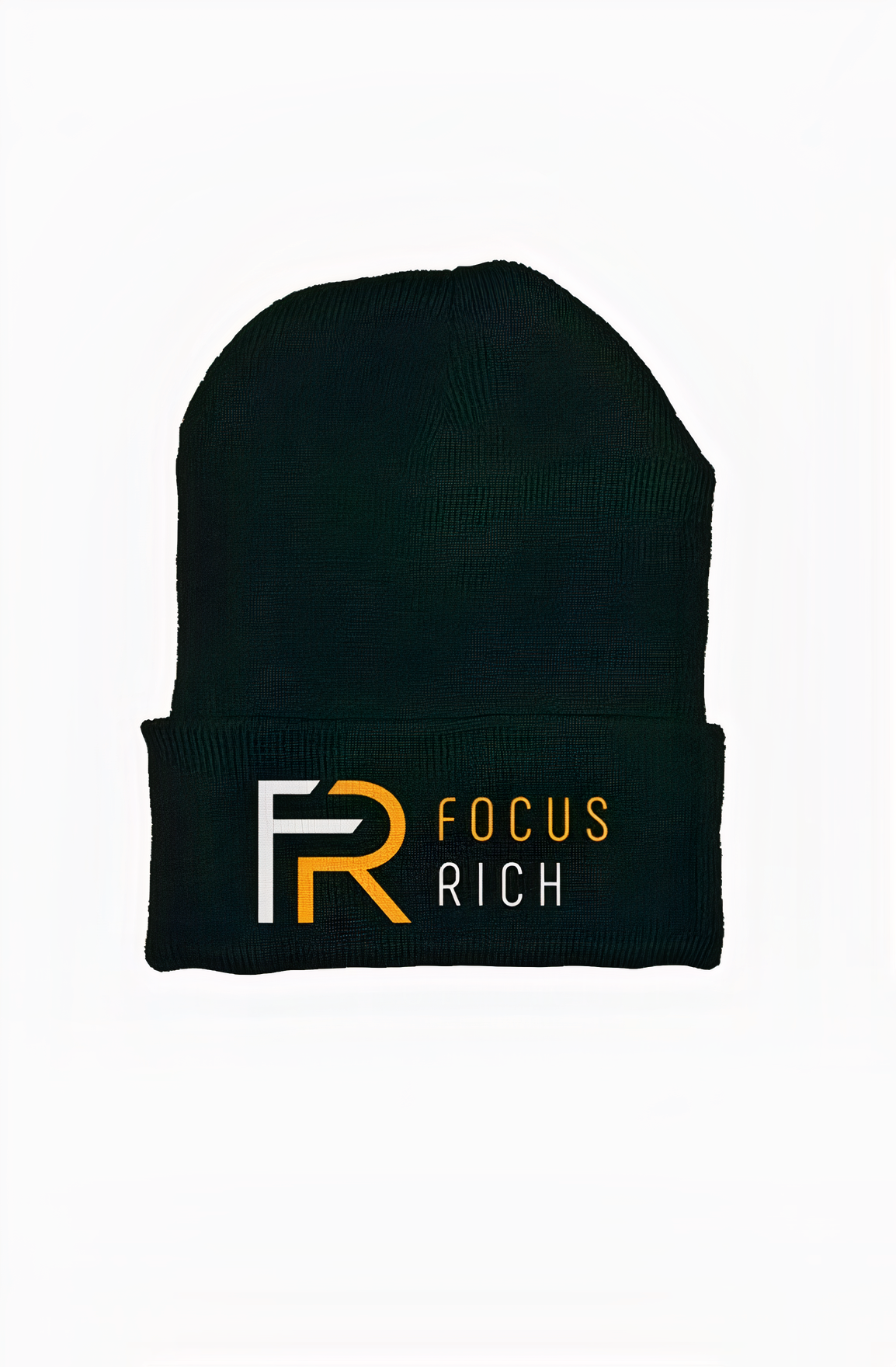 Black Focus Rich Clothing Classic Logo Beanie – Premium Streetwear