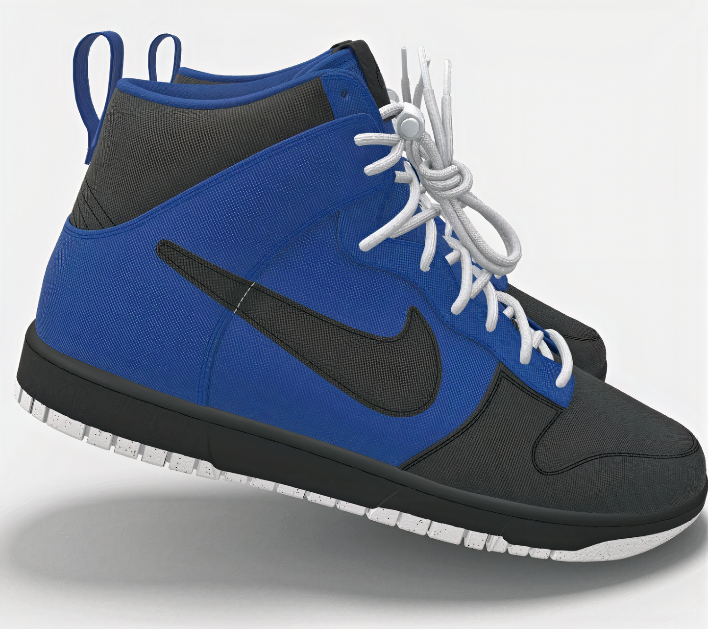 Nike x Focus Rich Air Focus Dunks in blue and black with "FOCUS" lettering on the back heel – limited collab sneaker