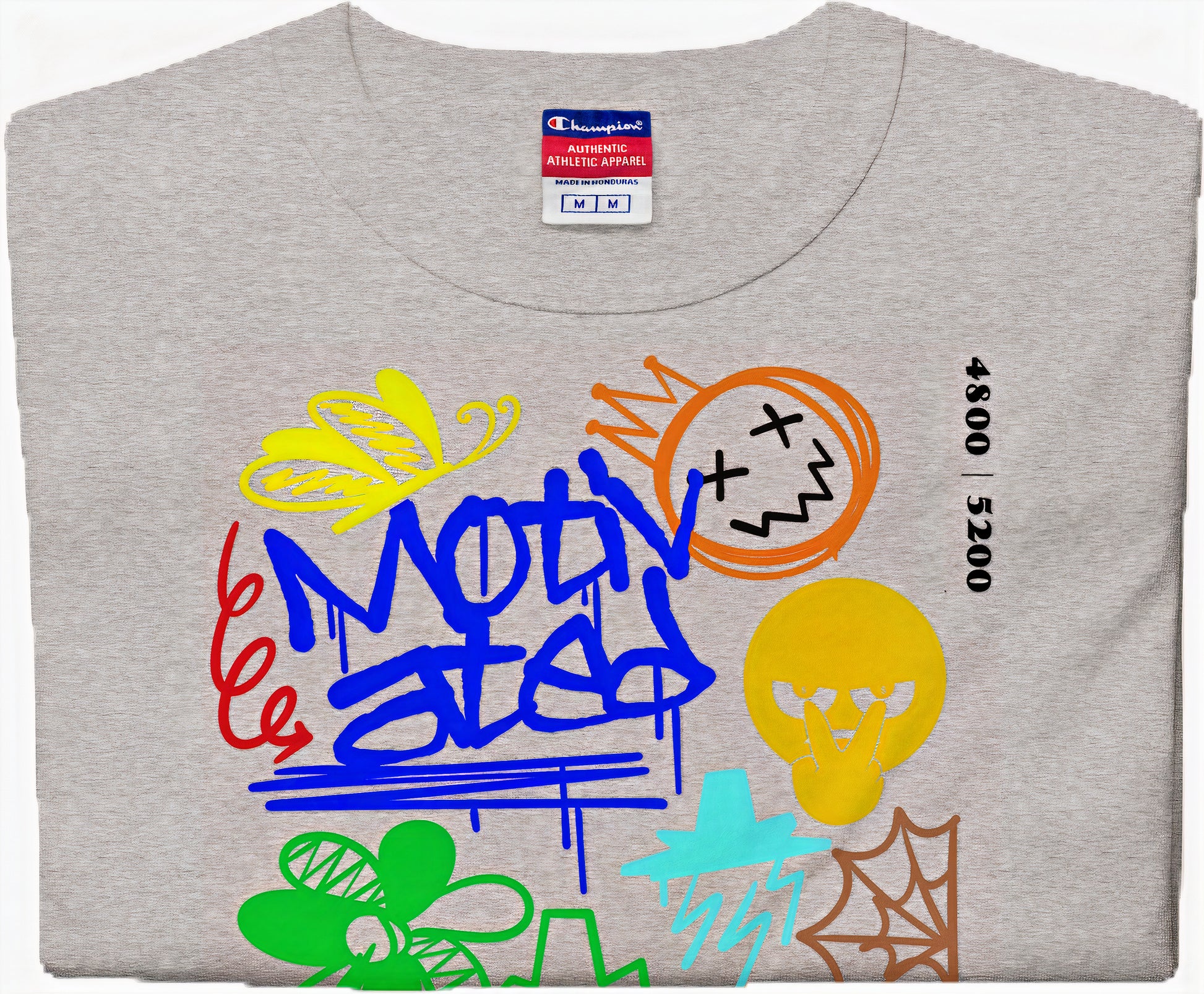 Gray Motivated t-shirt by Champion x Focus Rich Clothing with bold symbols of motivation, transformation, and personal growth